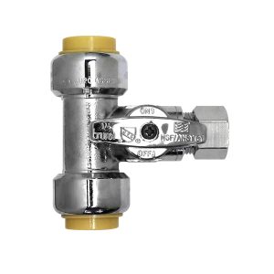 Supply valve for PEX & Copper, 1/2"x1/2"x3/8"